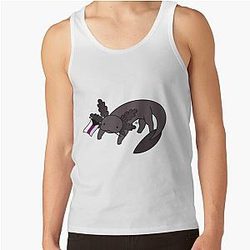 Demisexual Tank Tops - Melanistic Pride Axolotl- Demisexual/Demi Tank Top RB0403