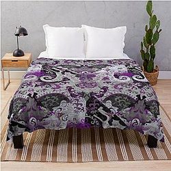 Demisexual Blanket - Demisexual Dragon Damask -- Demisexual Pride Flag Colors Throw Blanket RB0403