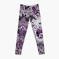 Demisexual Leggings - Demisexual Dragon Damask -- Demisexual Pride Flag Colors Leggings RB0403
