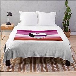 Demisexual Blanket - Lesbian Pride Flag with Demisexual Heart Throw Blanket RB0403