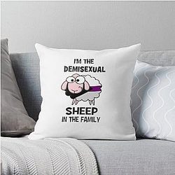 Demisexual Pillows - Demisexual Sheep Demisexual Activism Demisexual Flag Demisexual Colors Demisexual Supporter Funny Demisexual Meme Gift Demisexuality Gift LGBT LGBTQ Gay Throw Pillow RB0403