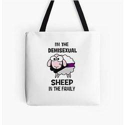 Demisexual Bags  - Demisexual Sheep Demisexual Activism Demisexual Flag Demisexual Colors Demisexual Supporter Funny Demisexual Meme Gift Demisexuality Gift LGBT LGBTQ Gay All Over Print Tote Bag RB0403