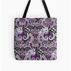 Demisexual Bags  - Demisexual Dragon Damask -- Demisexual Pride Flag Colors All Over Print Tote Bag RB0403