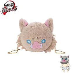 Anime Demon Slayer Plush Toys Hashibira Inosuke Plush Satchel Chain Bag