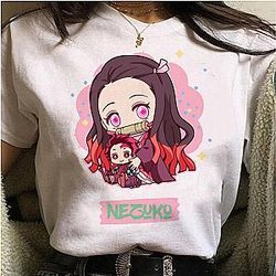 Demon Slayer Anime Characters Oversized White Cartoon T-shirt