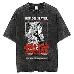 Demon Slayer Characters Anime Vintage Washed Men T Shirt