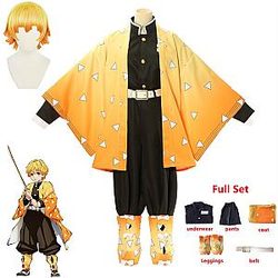 Demon Slayers Kimetsu no Yaiba Agatsuma Zenitsu Cosplay Costume