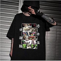 Demon Slayer Eyes Anime Harajiku Casual Loose Man Woman T Shirts