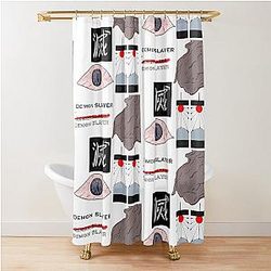 Demon Slayer Sticker Fan Art Season One Theme Shower Curtain
