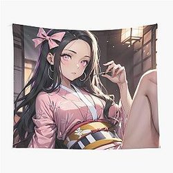 Nezuko Kamado Demon Slayer Anime Kimono Gift Snow Tapestry