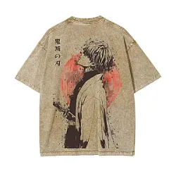 New Zenitsu Agatsuma Breath of Thunder Retro Washed PTTT2503 Demon Slayer T-shirt