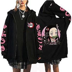 Kamnado Nezuko Demon Slayer Anime Women Harajuku Zipper Hoodie