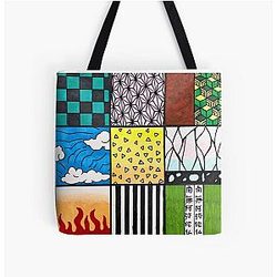 Demon Slayer Pattern Squares Tote Bag