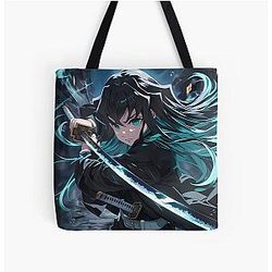 Muichiro Tokito Demon Slayer Katana Blue Samurai Tote Bag