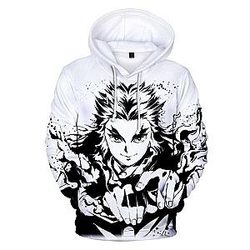 Kimetsu no Yaiba Hoodie  Rengoku Black &amp; White Official Merchandise