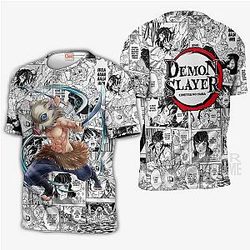 Demon Slayer Shop - Inosuke Hashibira Anime Mix Manga T-Shirt Kimetsu no Yaiba Merch