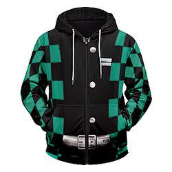Demon Slayer Hoodie Shop - Tanjiro Kamado Unisex Zipped Hoodie