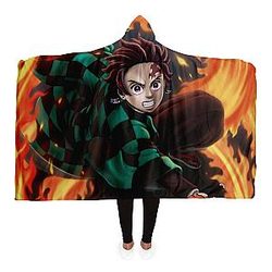 Demon Slayer Shop - Tanjiro Kamado Fire Hooded Blanket