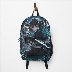 Tanjiro Kamado Demon Slayer Anime Katana Mist Blue Samurai Backpack