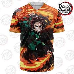 Demon Slayer Shop - Tanjiro Kamado Fire Baseball Jersey Kimetsu no Yaiba Merch