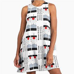 Demon slayer Hanafuda earring in pair fan art A line dress