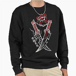 Tengen Uzui Demon Slayer Katana Blades Contrast Design Pullover Sweatshirt
