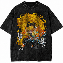Zenitsu Agatsuma Vintage PTTT1105 Washed  Demon Slayer T-Shirts