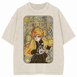 Anime Zenitsu Agatsuma PTTT1105 Washed  Demon Slayer T-Shirts