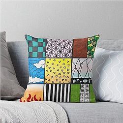 Demon Slayer Pattern Squares Throw Pillow