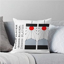 Demon Slayer Hanafuda Earring in Pair Fan Art Throw Pillow