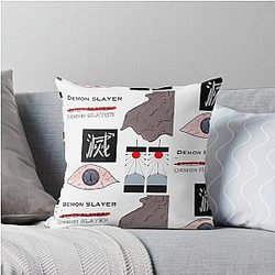 Demon Slayer Sticker Fan Art Season One Throw Pillow