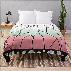 Demon Slayer Kocho Shinobu Japanese Pattern WAGARA Butterfly Design Throw Blanket
