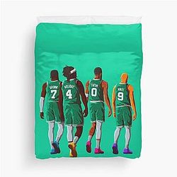 Jaylen Brown, Jrue Holiday, Jayson Tatum and Derrick White Boston Celtics Basketball Duvet Cover