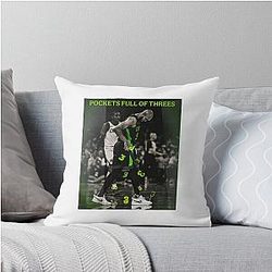 Derrick White Pockets of Threes Throw Pillow