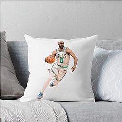 Derrick White Dribbling Boston Celtics Throw Pillow