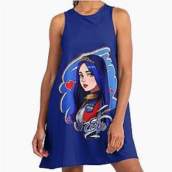 Evie Blue Princess Descendants 3 Manga Cartoon Pop Art A-Line Dress