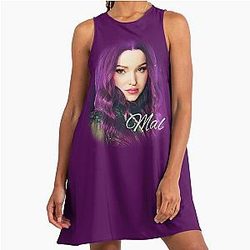 Mal Purple Pink Princess Descendants 3 A-Line Dress