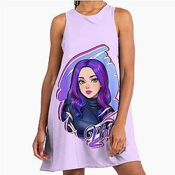 Malcom Queen Star - Descendants 3 Manga Cartoon Comics Style A-Line Dress