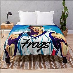 Desmond Bane Anime Styled Artwork of a Dynamic Athlete Throw Blanket