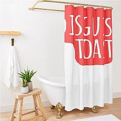 Disguised Toast Red And White Shower Curtain Premium Merch Store