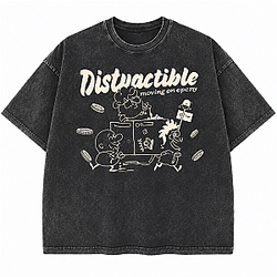 Moving on Every Cartoon Cream LA2407 Distractible Wash T-Shirts