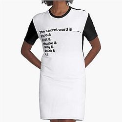 Distractible Merch Secret Word Graphic T-Shirt Dress