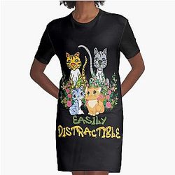 Easily Distractible Graphic T-Shirt Dress