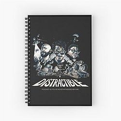Distractible Merch Monochrome Spiral Notebook
