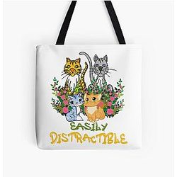 Easily Distractible All Over Print Tote Bag