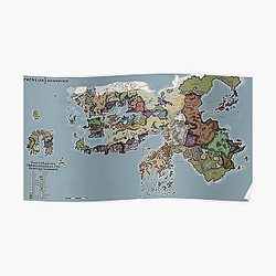DND: EXTENDED Faerun Map (NO HEXES) Poster RB1210