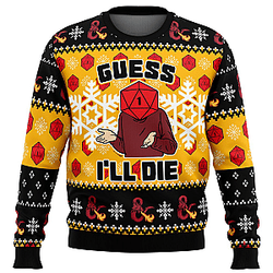 Dungeons & Dragons Guess I’ll Die Ugly Christmas Sweater