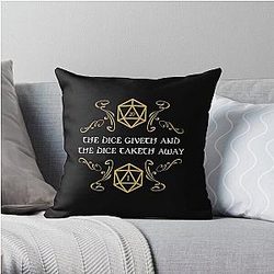 The Dice Giveth and Taketh Away Natural 20 and Critical Fail Throw Pillow RB1210