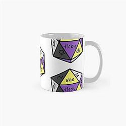 Pronoun Check Nonbinary Pride D20 She/They Classic Mug RB1210