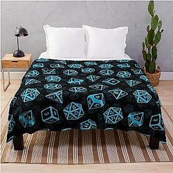 D20 Dice Set Pattern (Blue) Throw Blanket RB1210